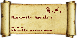 Miskovity Agenór névjegykártya